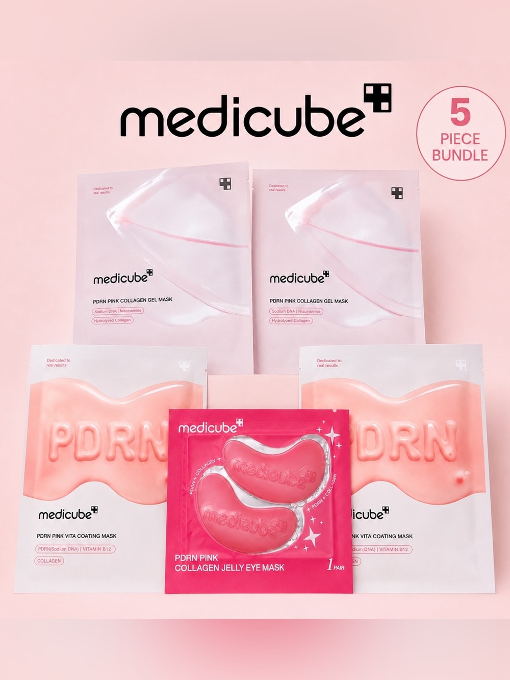 Medicube PDRN Pink Mask Bundle | 2 Collagen Gel + 2 Vita Coating + Eye Mask